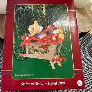 Sister to Sister 2001 Carlton Cards New in Box Christmas Ornament Vintage